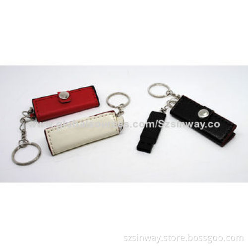 Genuine Leather Key USB Flash Drives, 2-64GB with Embossed Logos and 100% Full Capacity